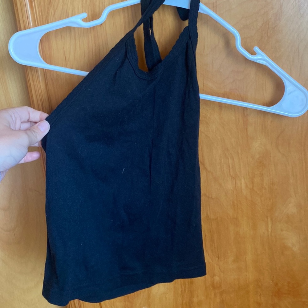 Cropped halter black top NWT